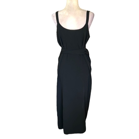 Everlane The Japanese GoWeave Black Wrap Tank Midi Dress - 14 - Picture 8 of 13